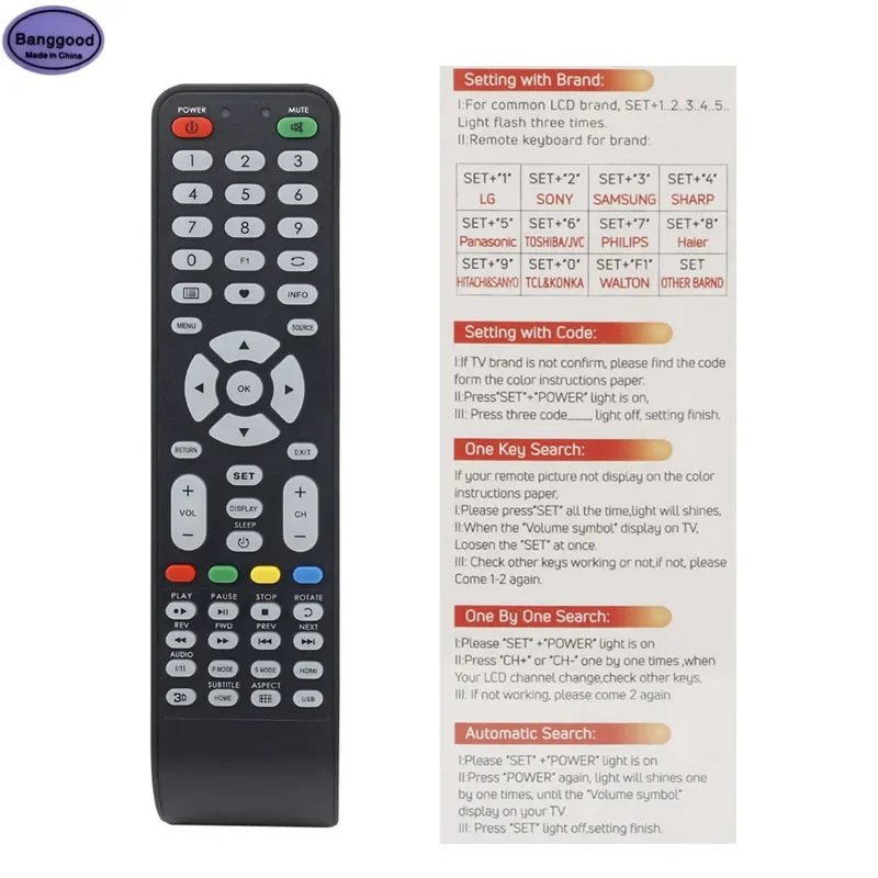 Télécommande universelle TV pour ISTAR-956 1699RC DAYTRON RC-A06 A10 SNOWA-1029 K +-927 EN-31907 GHK-4421A GBTY-ONGOV59 Contrôleur