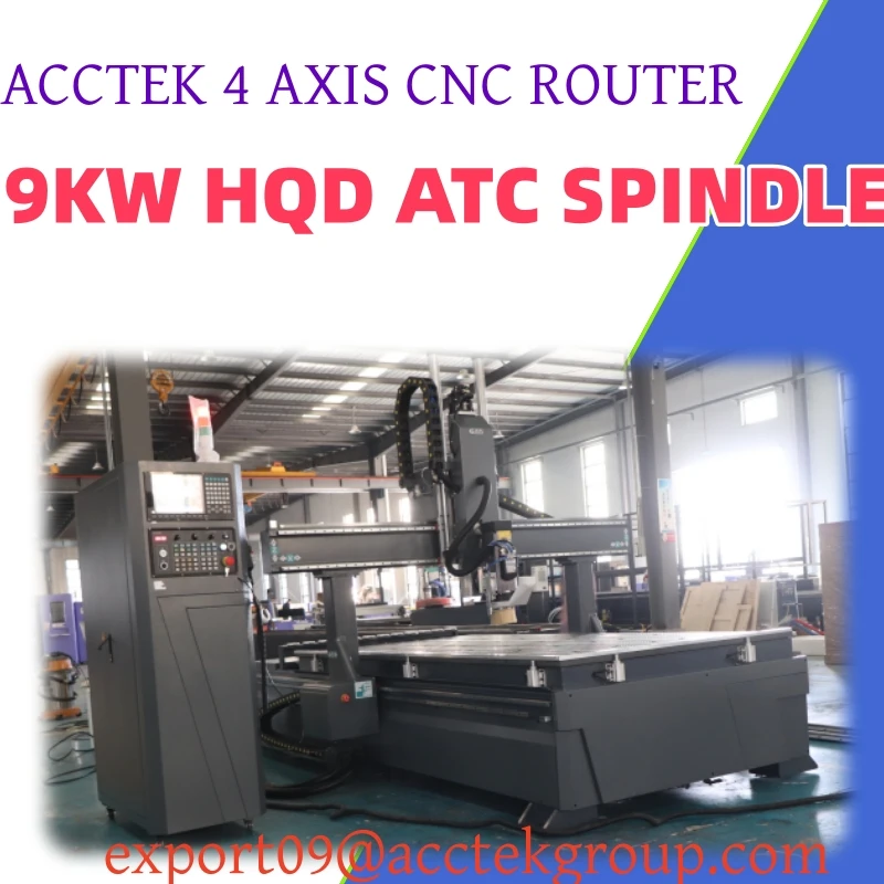 4 Axis CNC Wood Router Machine 2D 3D Woodworking Milling Tools Alunimun Engraver Auto Carving Euqipment with 9KW Spindle