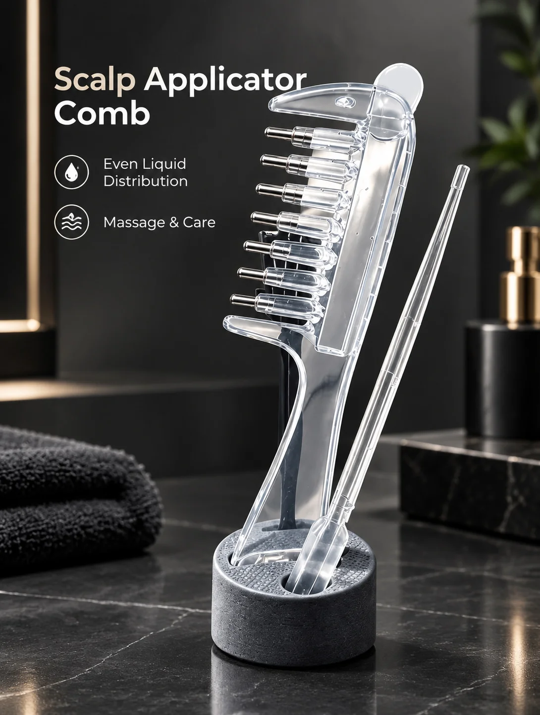 Scalp Applicator Comb 7 Teeth Transparent Plastic Hair Oil Serum Massage Tool Reusable for Women Daily Care Root Treatment