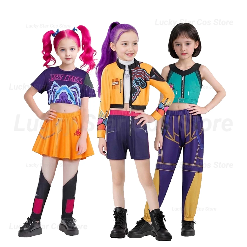 

K-pop Hunter Witch Themed Stage Performance Costume Set Includes Jacket Skirt Tie And Matching Wigs Dance Crew Halloween Party