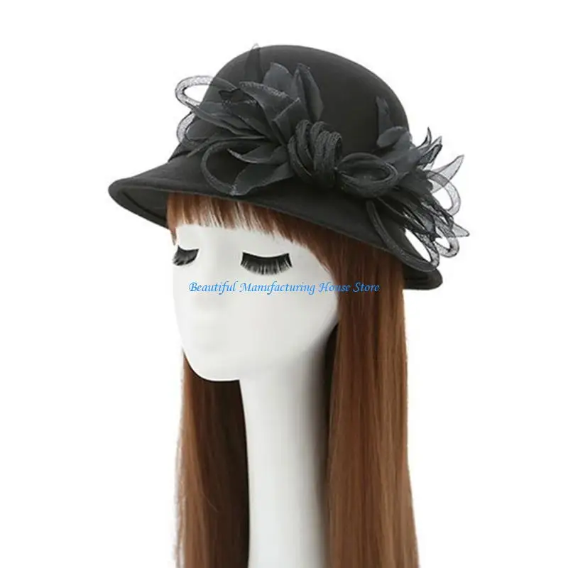 

E56A Vacation Cloche Hat Handmade Bowler Hat Surprise Gift for Wife Mother Auntie