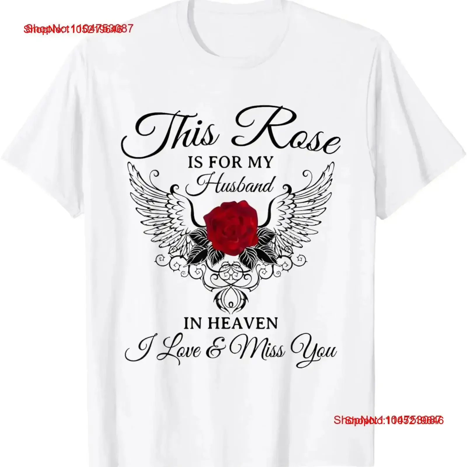 هذا الوردة لزوجي في الجنة أحب أفتقدك تي شيرت عتيق مغسول ملابس الشارع ممتدة ومريحة وأنيقة #1