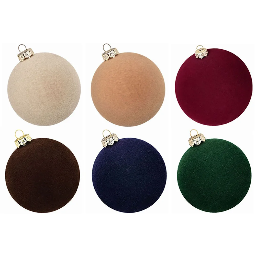 12PC Christmas Balls Flocking Balls Velvet Christmas Balls Christmas Window Decorations Christmas Tree Pendants Flocking Christm