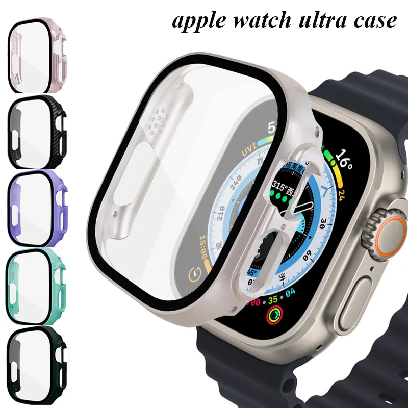 Glass+Cover For Apple Watch ultra case 49mm All-Around PC Screen Protector Bumper Tempered cover iwatch case ultra Accessories