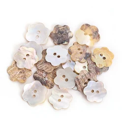 20PCS Natural Mother of Pearl Shell Flower Buttons Durable 2-Hole Sewing Supplies for DIY Clothing and Embellishments