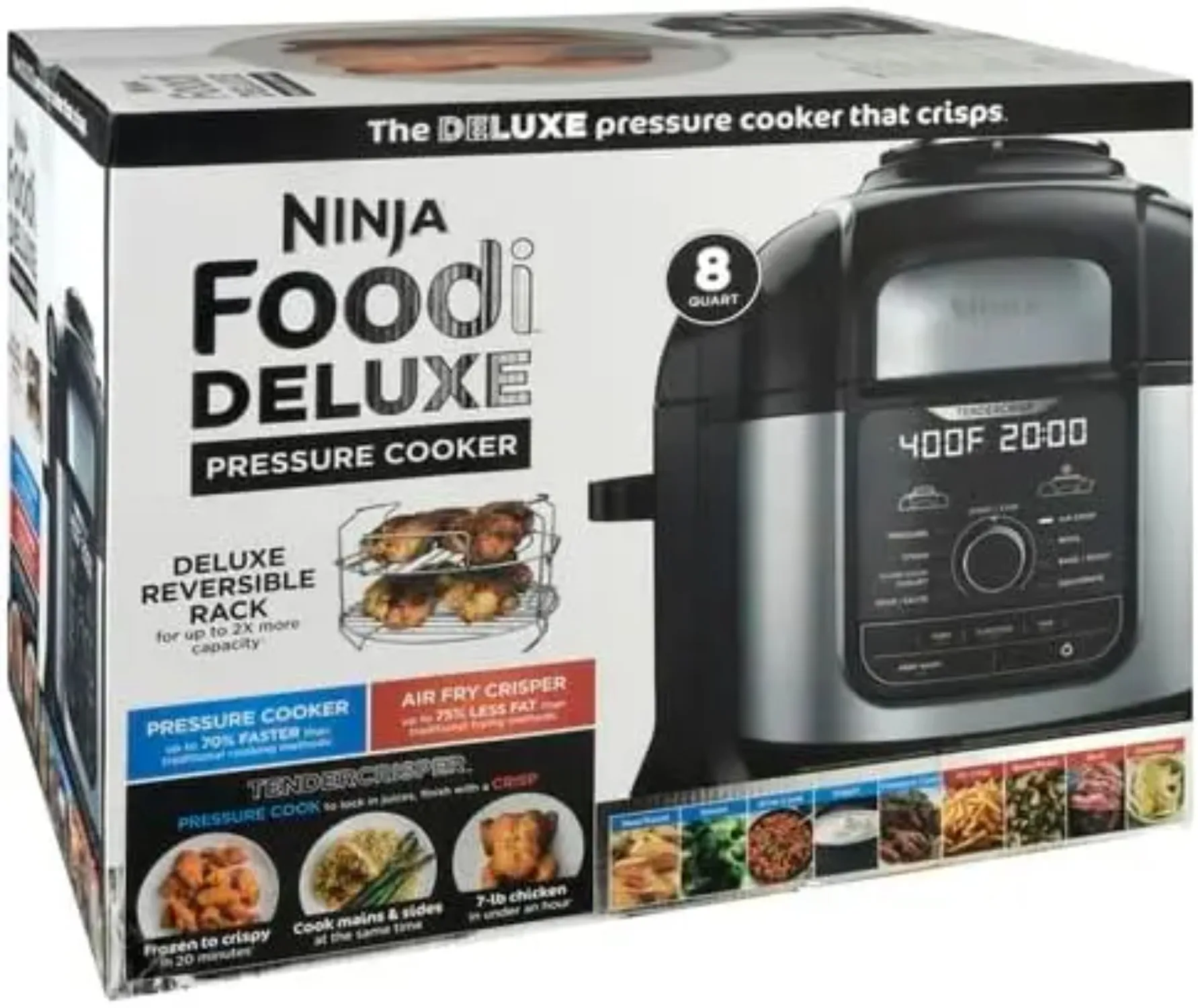 FD401 Foodi 12-in-1 Deluxe XL 8 qt. Pressure Cooker & Air Fryer that Steams, Slow Cooks, Sears, Sautés, Dehydrates & More,