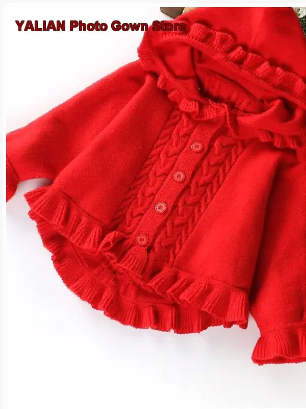 Girls Cardigan Spring Autumn 2026 Infant Caped Batwing Knit Outerwear Kids