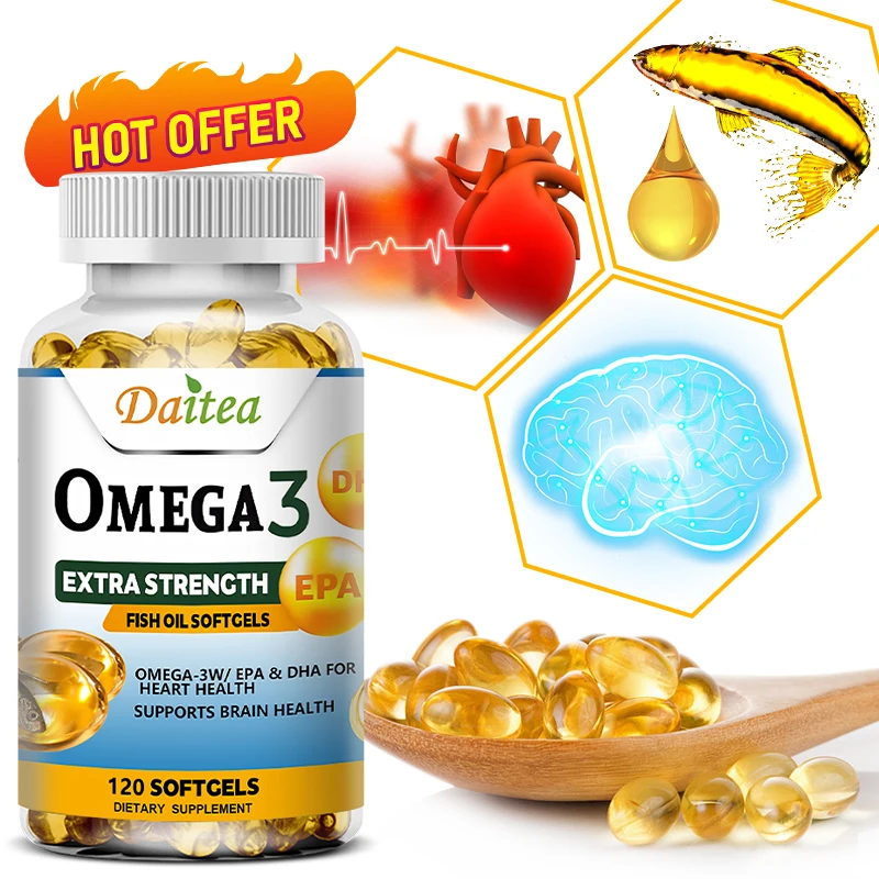 Omega-3 Fish Oil Rich in DHA and EPA for Joint, Brain and Skin Health, Overall Health and Immune Support