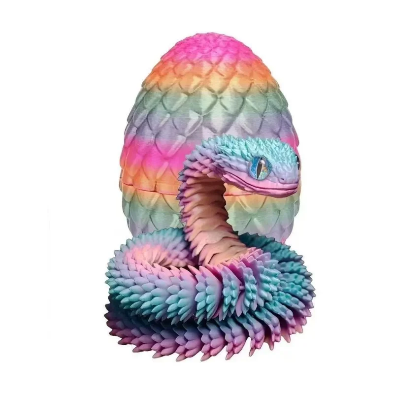 2026 New 3D Printed Snake with Egg - Movable Joints Articulated Decompression Toy | Ornament for Home, Office & Kids' Rooms