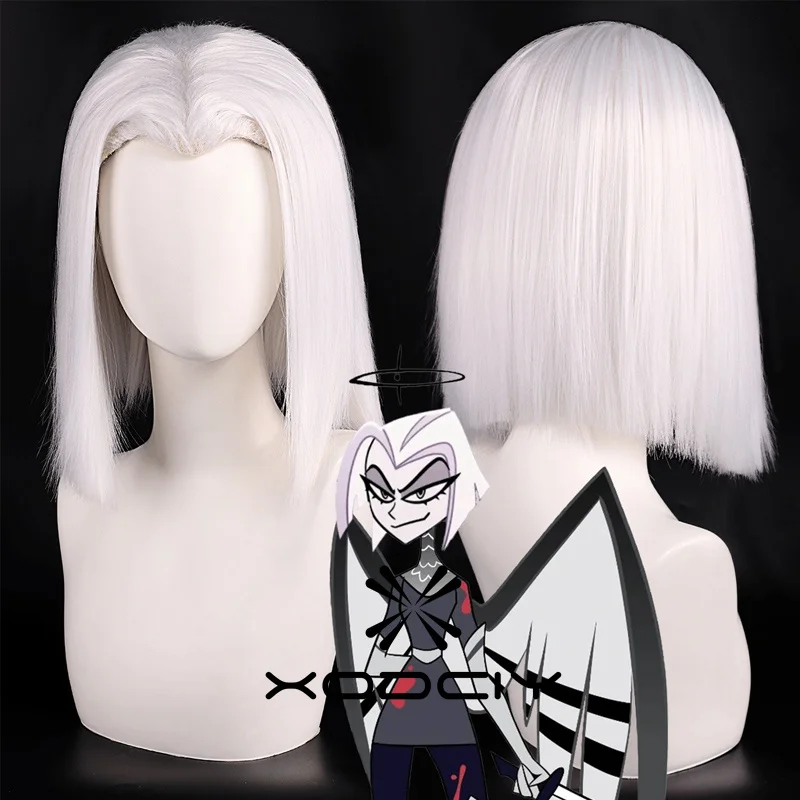 

Хазбин Lute Wig Angel Косплей Белые волосы Отель Аниме Косплей Хэллоуин Карнавал Необычные Вечерние Серебряный Цвет Аниме Косплей Опора