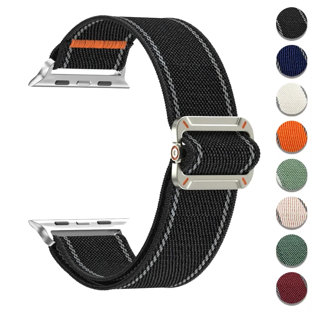 Magnetisches Nylon-Armband für Apple Watch 44mm 40mm 45mm 46mm 41mm 42mm Verstellbares Armband iWatch Serie 10 11 SE 8 9 Ultra 3