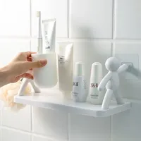 Bathroom Self-adhesive Shampoo Shelves Shower Towel Storage Rack Cosmetic Toilet Organizer Home Decor Kitchen PP Plastic Rack