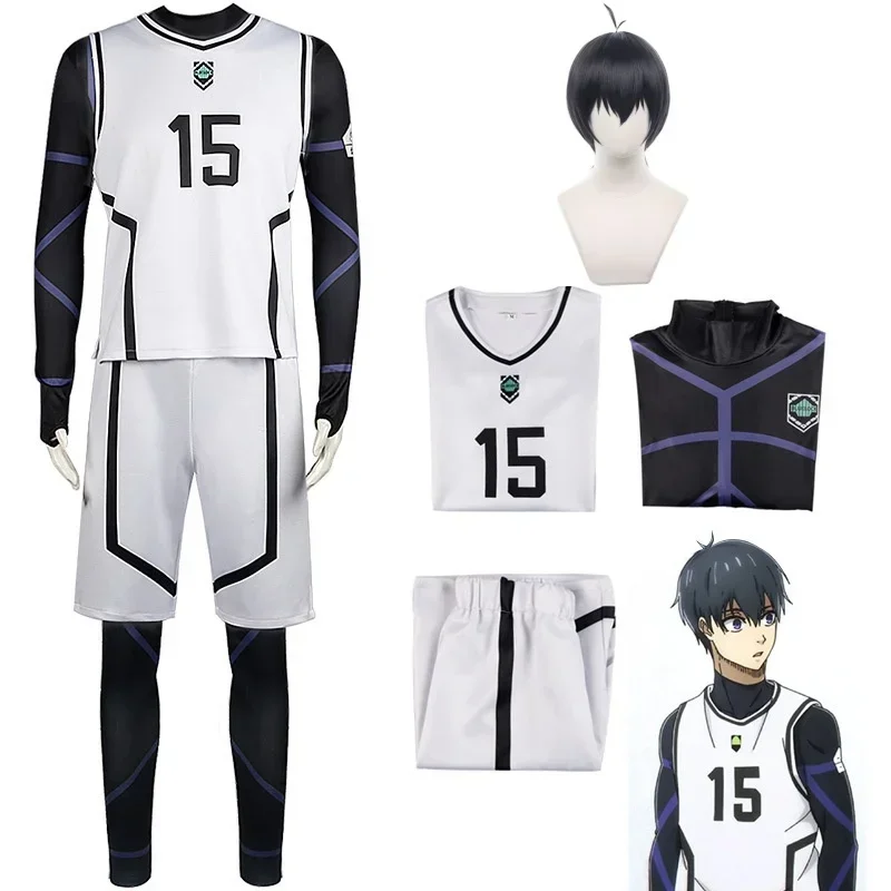 Combinaison de club de football Blue Lock Anime avec perruque Sportive, Cosplay stationnaire, Seishiro Isagi, YopiercChigiri, Rensuke Kunigami, Bachira Megur