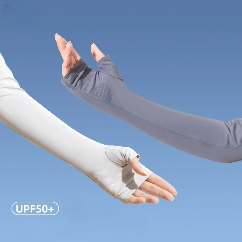 

Unisex Loose Ice Silk UV Protection Arm Sleeves – Breathable Half-Finger Gloves for Summer Driving Outdoor