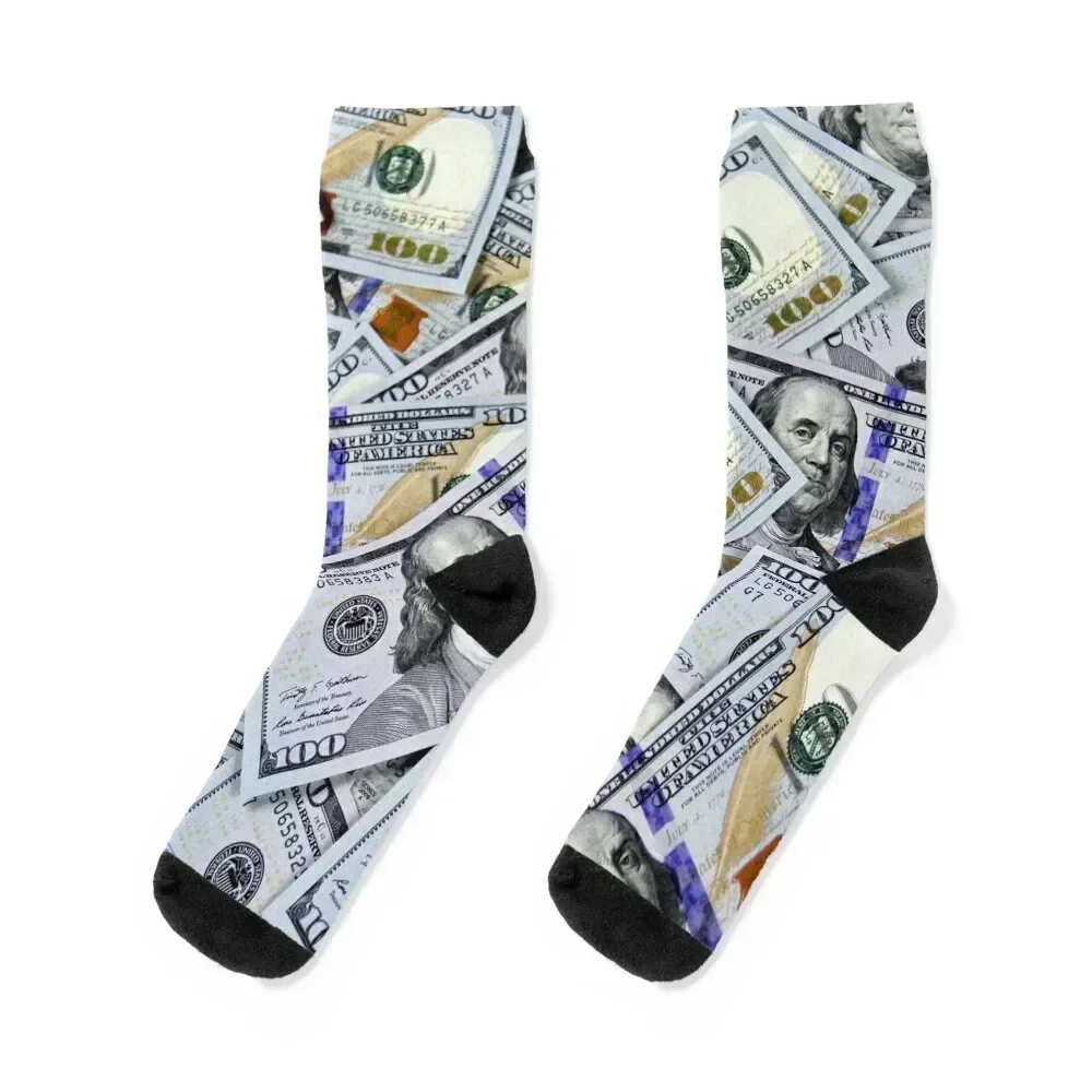 One Hundred Dollar Bills Socks Thermal man winter tennis floral happy Man Socks Women's