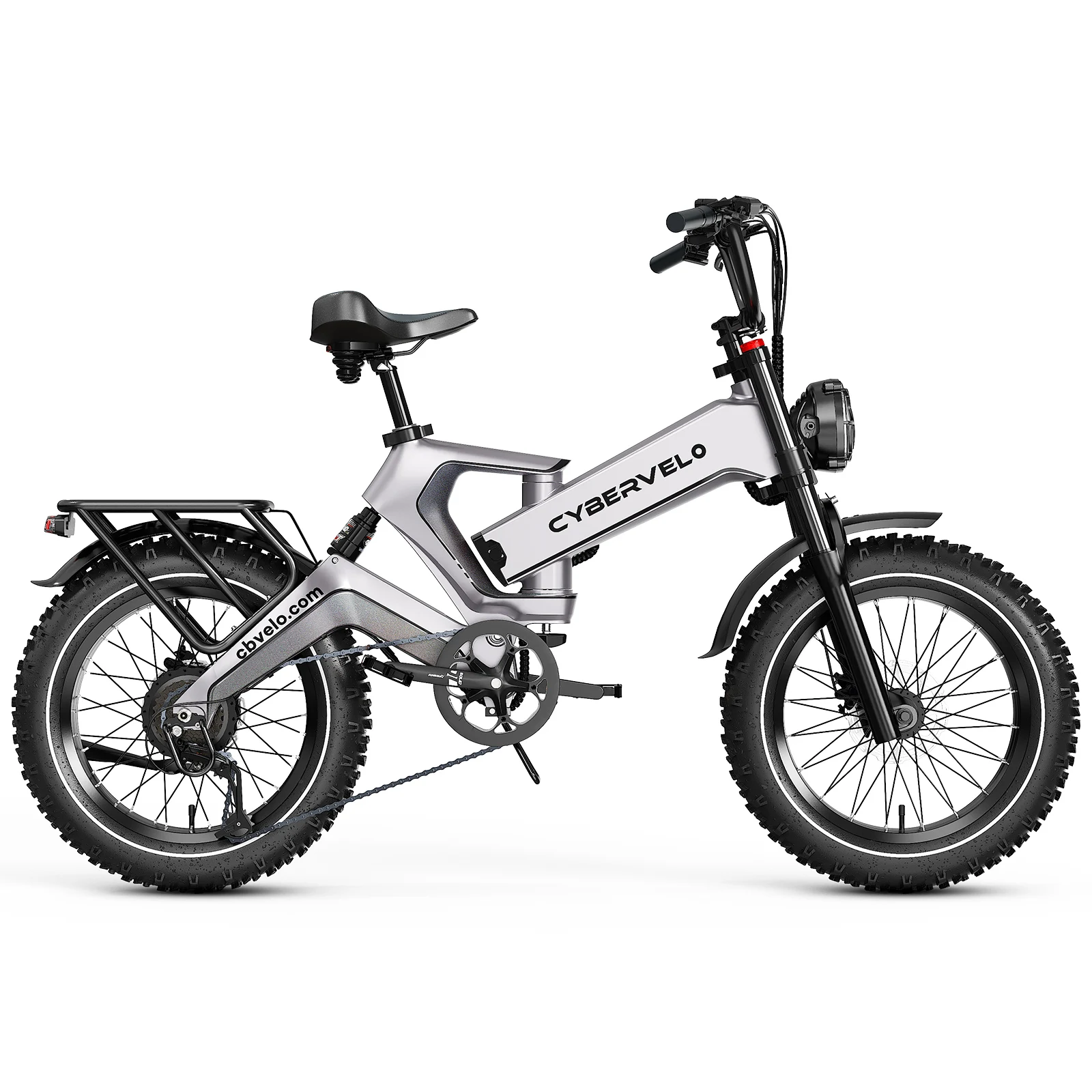 Cybervelo 1000W/1500W Peak Folding Fat Tire Electric Bike for Adults 48V 40Ah Removable Waterproof Battery 30+MPH 150 Miles All Terrain Off Road Commute E-Bicycle EK6 Max and EK6 2.0