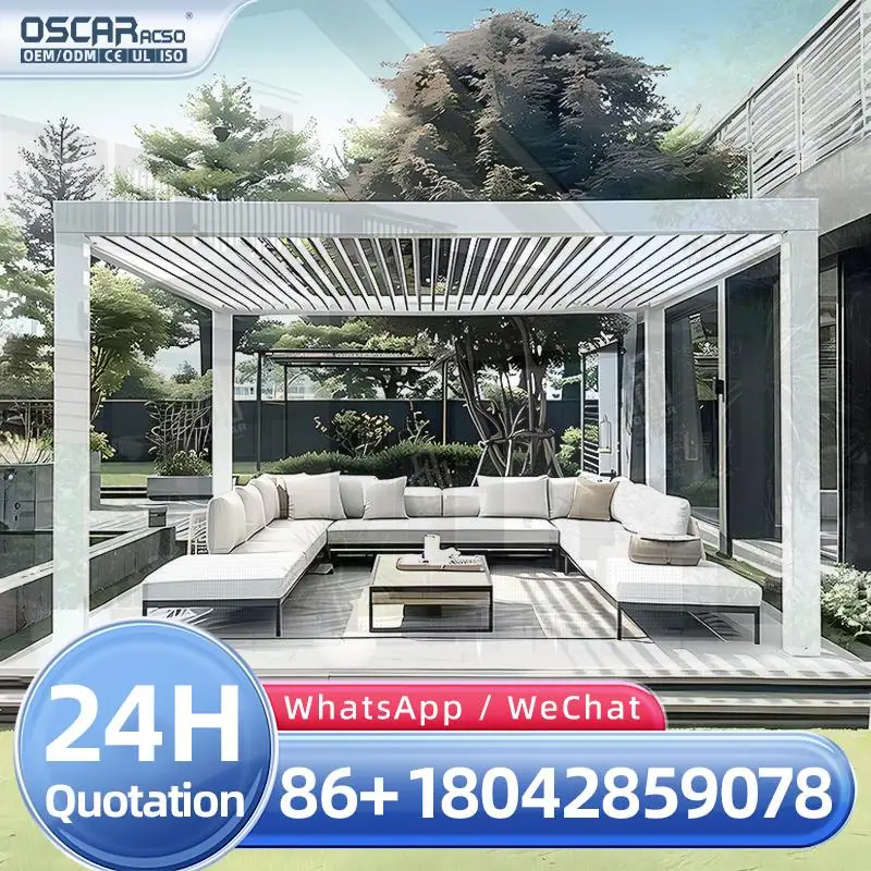 

Выдвижной электрический металлический навес, алюминиевая беседка с жалюзи для двора, патио, сада, беседки 4x6