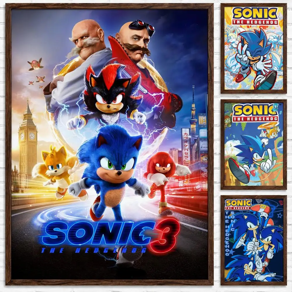 Classic Action Game Character Sonic Poster Self‑Adhesive Waterproof Poster Sticker Coffee House Bar Wall Art Home Decor