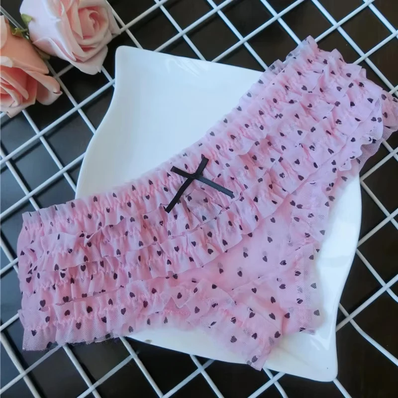 Модное нижнее белье с низкой талией, милые женские трусики, нижнее белье, многослойные кружевные трусы, сексуальные сетчатые уютные женские трусы