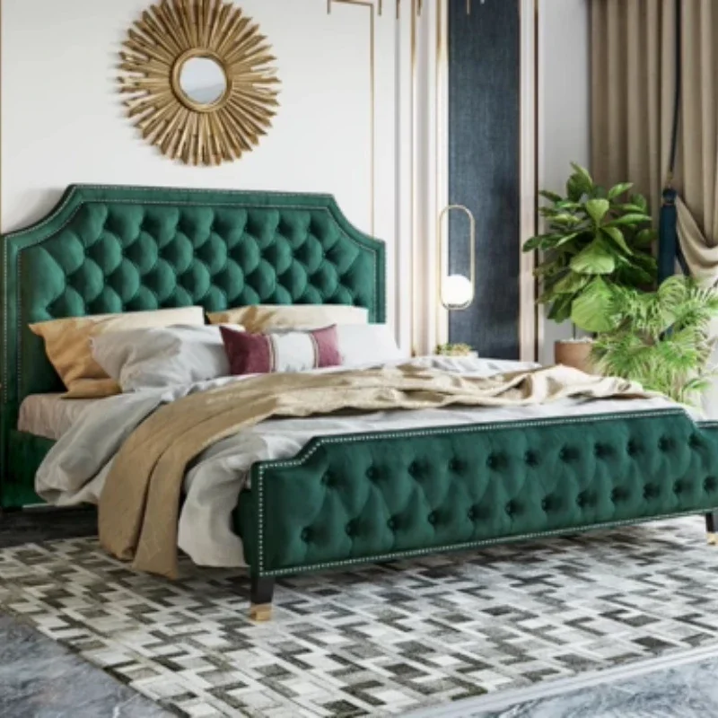 American Light Luxury Bed Princess High Quality Romantic Aesthetics Unusual Bed Bedroom Trendy Wooden Beliche Home Furniture