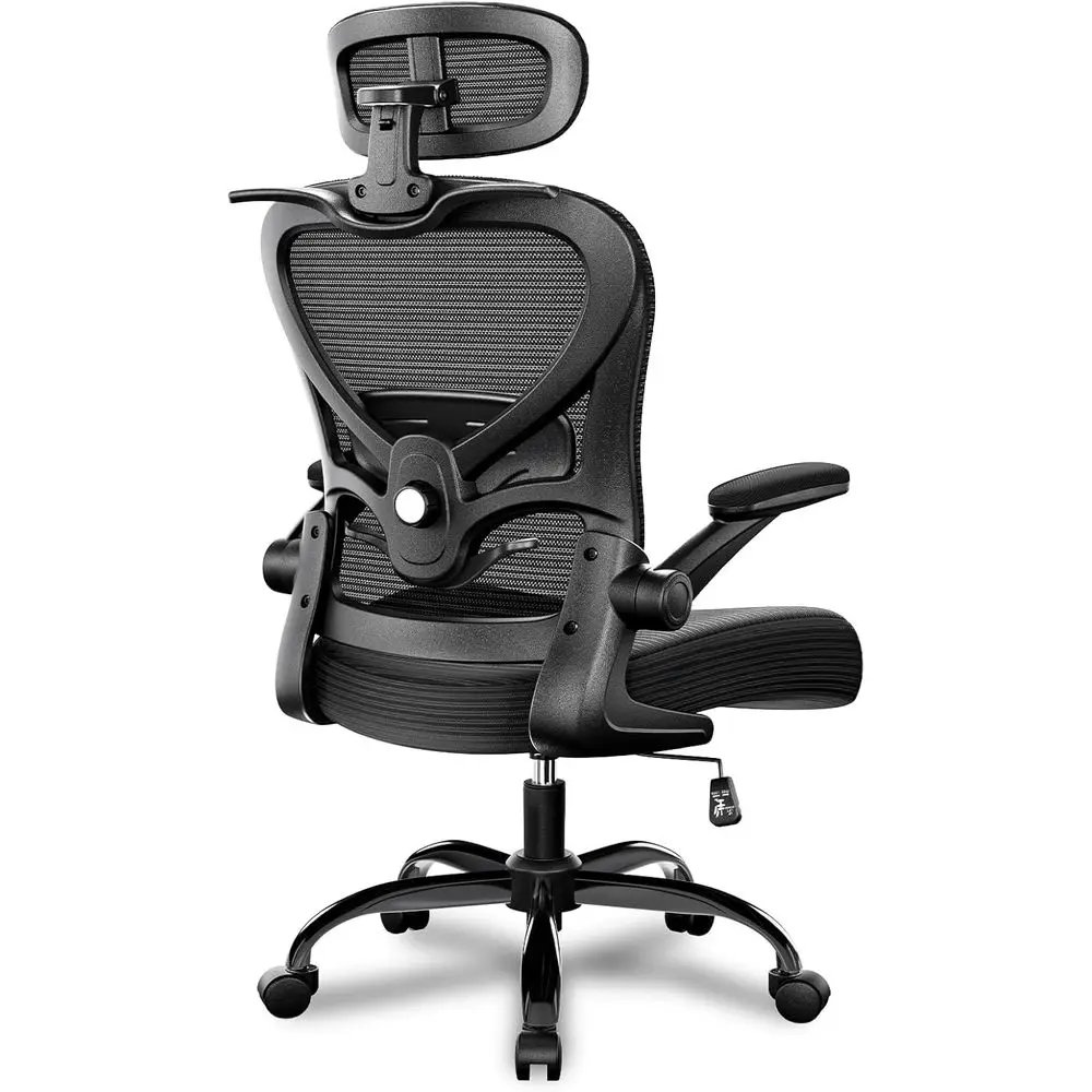 Ergonomic Mesh Office Chair with Adjustable Lumbar Support and Padded Armrests, 350 lbs Capacity - Suitable for Home and Offices