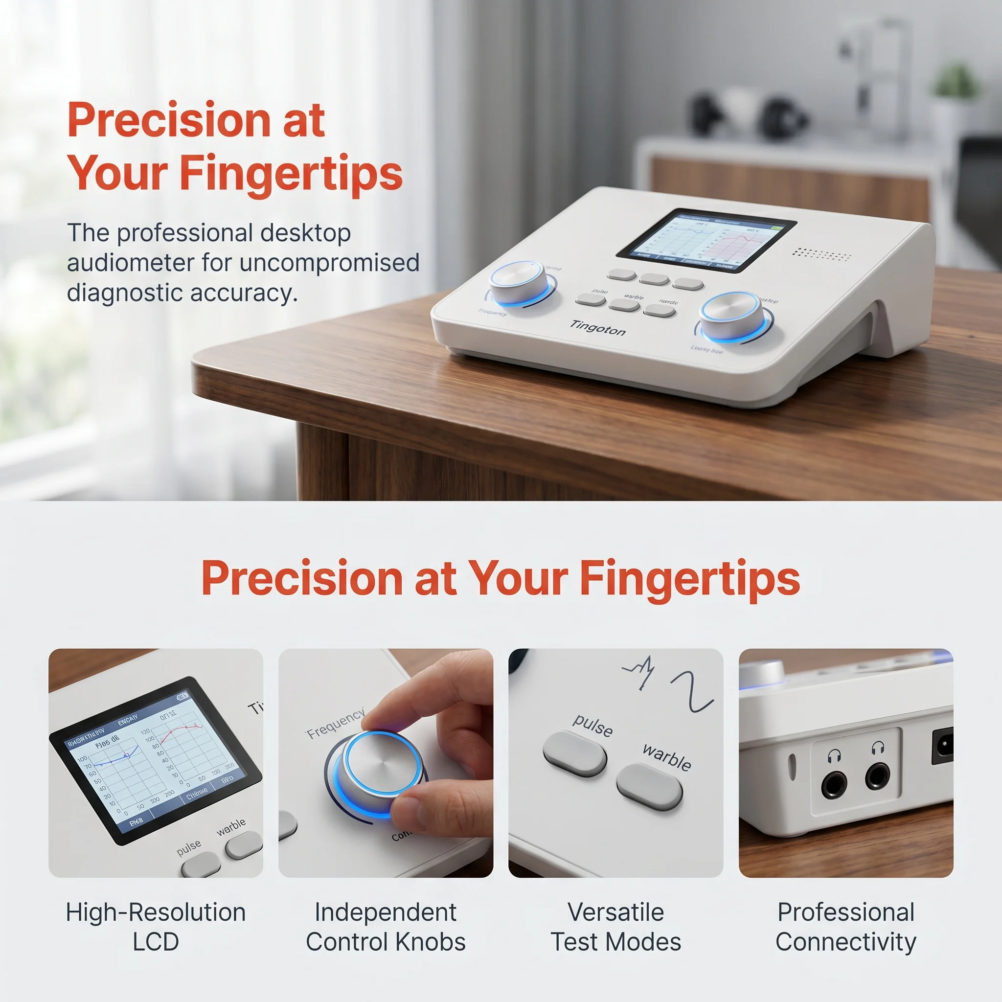 Portable Ful lFeatured Audiometer Air Bone Conduction Diagnostic Device Professional Hearing Test Hear Loss Detection Equipment
