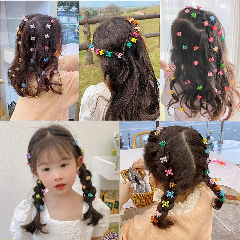 10/20/30/40Pcs Colorful Small Hair Claws Girls Cute Flower Star Mickey Hair Clips Hair Accessories Kids Cartoons Headwear Gift