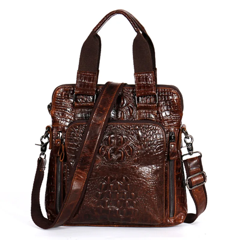

Alligator Pattern Genuine Leather Bag for Man Crocodile Real Cow Leather Satchels 2025 New Boy's Tote or Shoulder Bag