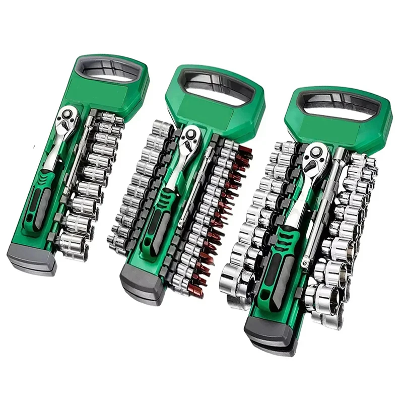 Key Set with Ratchet Handle 1/4", 3/8" Ratchet Repair Tools, Auto Repair Manual Tools, 72 Teeth Ratchet Wrench