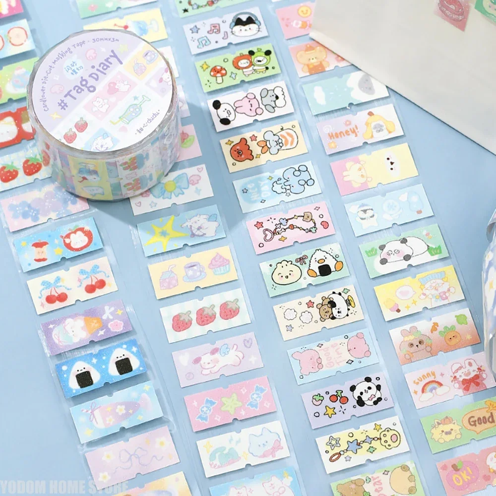 

1Pc Tag Diary Series Washi Tape Cute Sticker Decorative Collage Adhesive DIY Scrapbooking Hand Made Masking Stationery 4Style