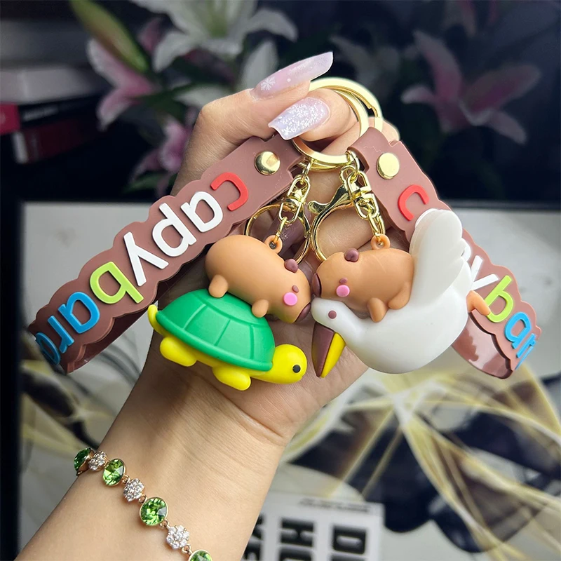 Cartoon Capybara Anhänger PVC Simulation Capybara Schlüsselbund Nette Capybara Schlüsselring Exquisite Rucksack Dekoration Zubehör Geschenke