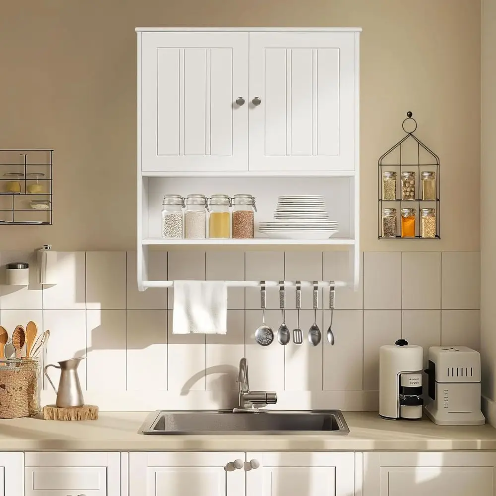 Bathroom Cabinet Wall Mounted, Hanging Storage Cabinet with 2 Doand Adjustable Shel, Over The Toilet Storage Cabinet or Bathroom