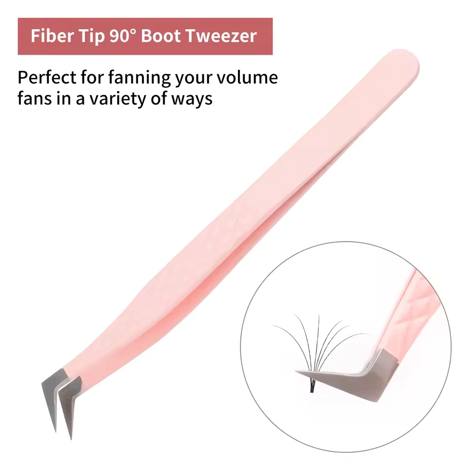 FADVAN 1 pièces pince à épiler à pointe de fibres pour Extension de cils anti-dérapant rose acier inoxydable outils de maquillage précis
