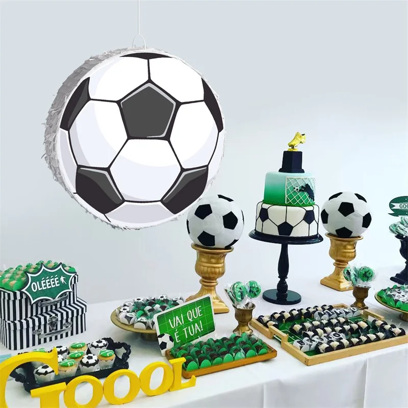 

1Set Football Pinata with Stick Blindfold Kids Boy Birthday Party Game Toy Piñatas Candy Gift Football Theme Pinata Game Props