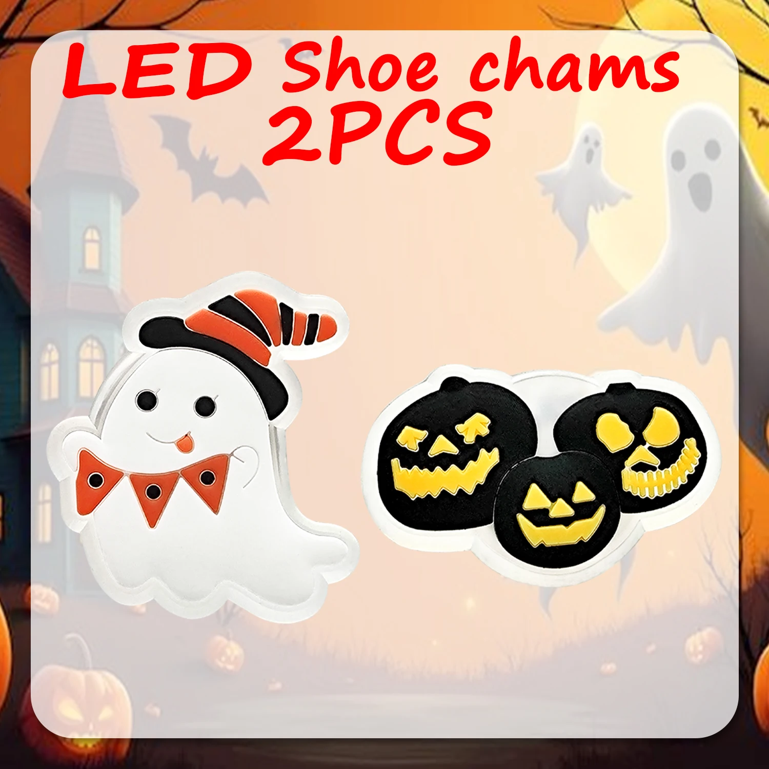 1/2/5 Stück Halloween-Schuhdekoration für Sandalen, lustiger Kürbis-Geist-Schuhanhänger, Zubehör, Katzenfledermaus, geeignet für alle Clogs – Detail 2
