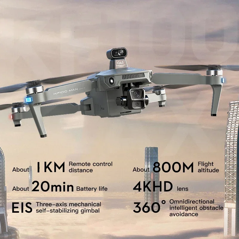 KF100 MAX drone WIFI évitement d'obstacles GPS rc Drone 4K caméra 3 axes cardan écran tactile FPV sans brosse EIS jouets électroniques