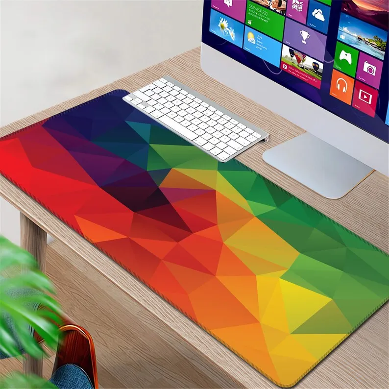 

Colorful Diamond Desk Pad,Abstract Pattern Mouse Pad Large,Long,Extended,Orange Office Deskmat,Office Mosuepads,Table Laptop Mat