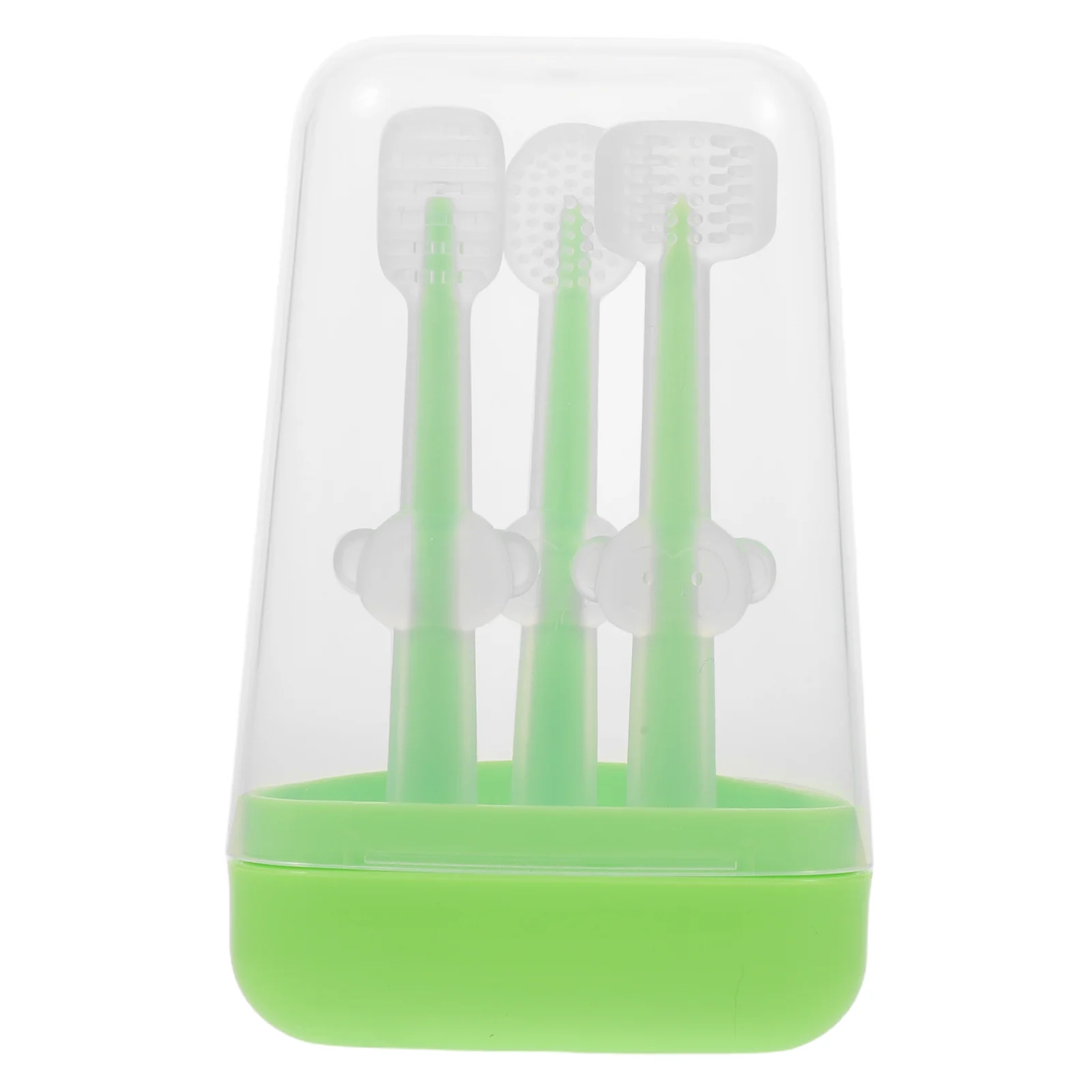 1 مجموعة الطفل العناية بالفم الوليد لينة فرشاة أسنان من السيليكون مجموعة الرضع اللثة فرشاة اللسان الأنظف لطيف تنظيف الاطفال فم كامل #1