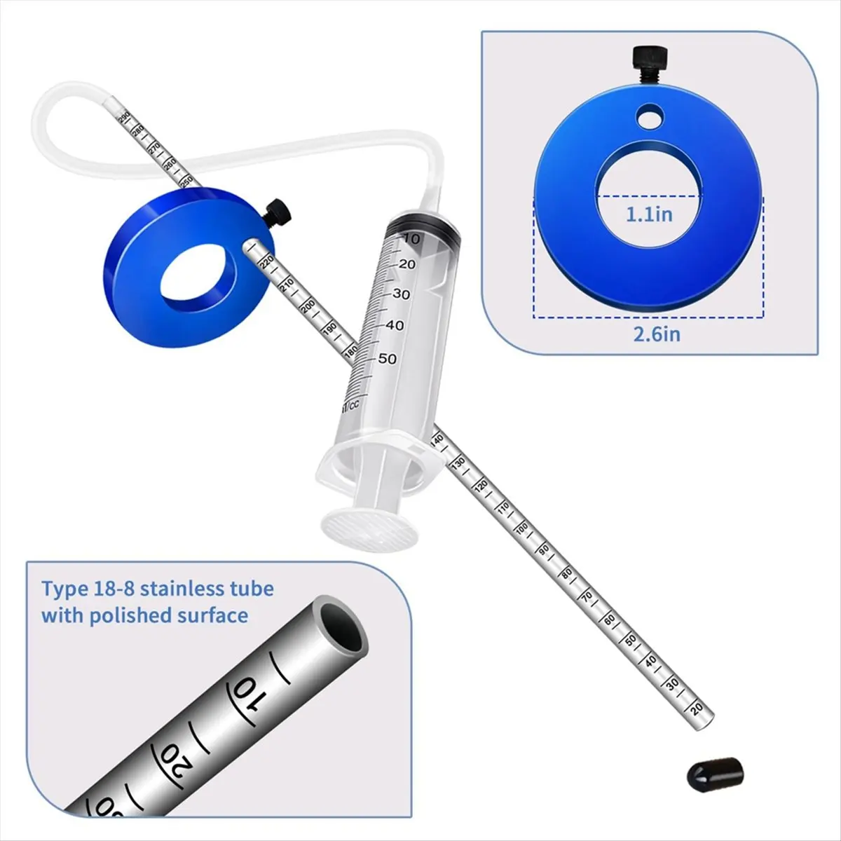 #91S Front fork refueling tool,Adjustable Fork Oil Level Measurement Gauge Tool for Motorcycle (Blue)