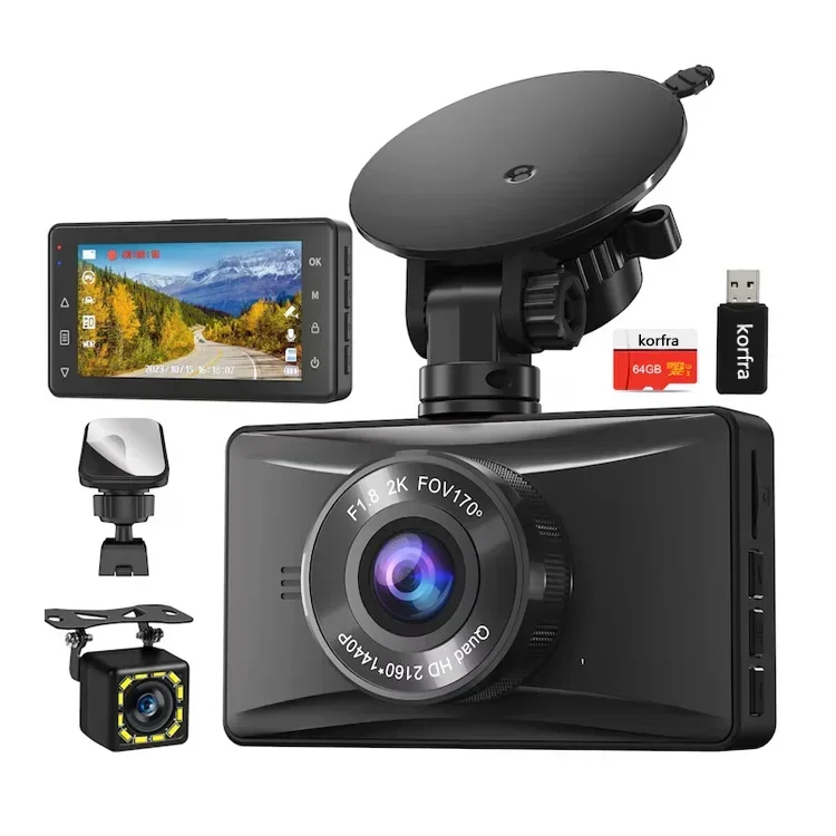 Dash Camera for Cars Mobile DVR with Front and Rear 2K+1080P Dashcam Mobile Car Recorder Car Black Box Car Accessories