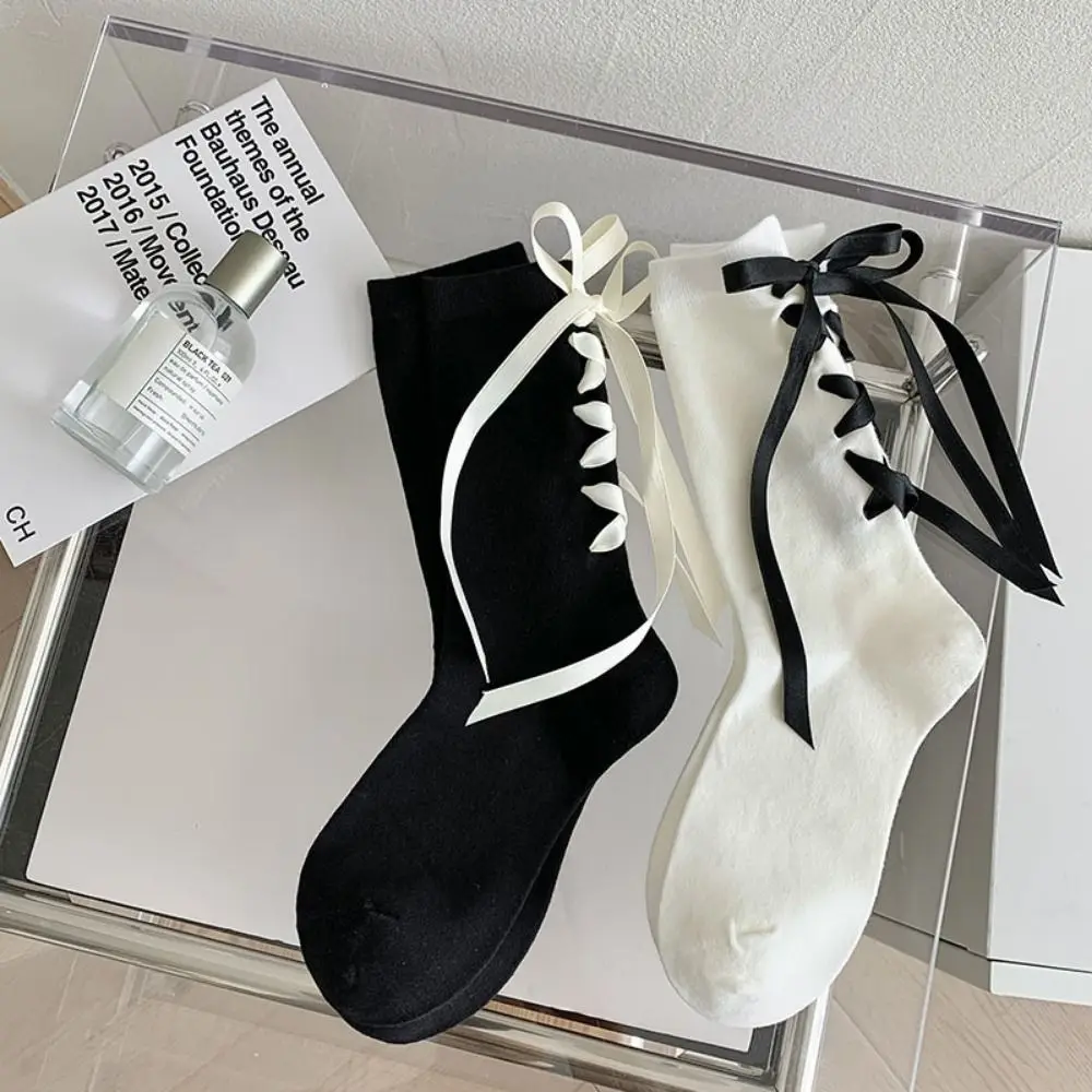 

Bow Tie Bow Tie Socks Ribbon Heel Strap Women Bow Socks Sweat Absorbing Breathable Ties Stacked Socks Spring and Summer