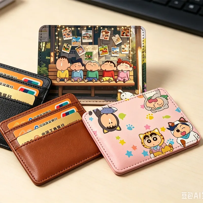 

Crayon Shin-chan Kawaii Card Holder Wallets Women Men Cartoon Anime Pattern Travel Portable Id Card Holders Purses Party Gifts
