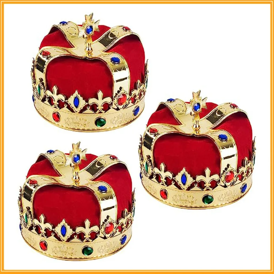 

Cosplay Red King Crown Hat with Acrylic Drilling Carnival Girl Princess Birthday Party Hat Cap Accessories Stage Performance