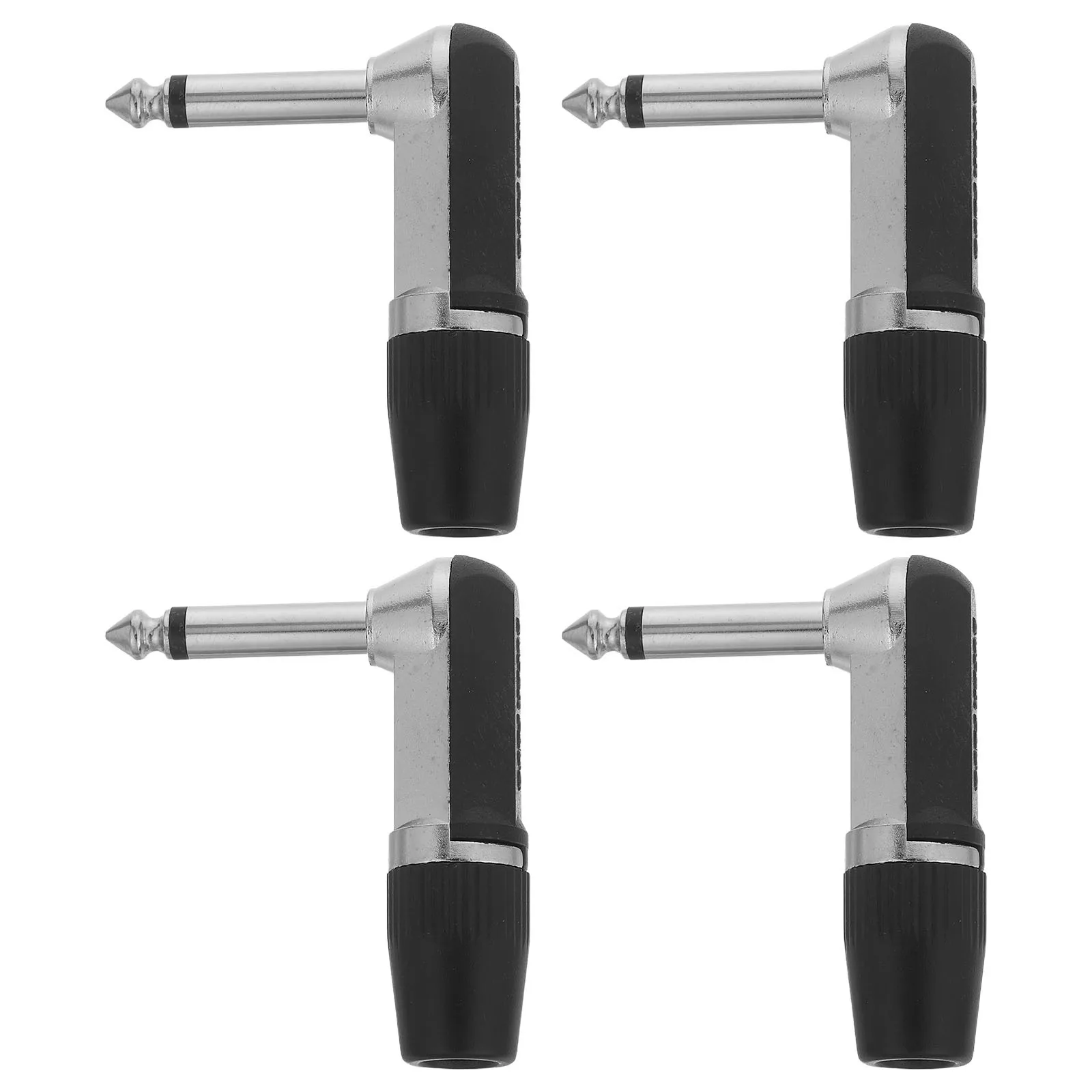 

4pcs Mono Jack Plug Right Angle Audio Connector 6.5Mm Right Angle Heavy Duty Audio Connector For Guitar Speaker Cables Adapter