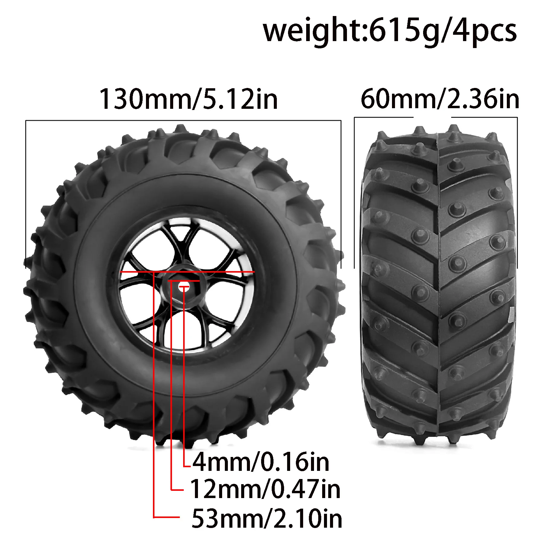 2.2 عجلات وإطارات Beadlock عرافة 12 مللي متر لـ RedCat Volcano Traxxas Rustler HPI HSP Tamiya Exceed Himoto 1/10 شاحنة كبيرة للطرق الوعرة