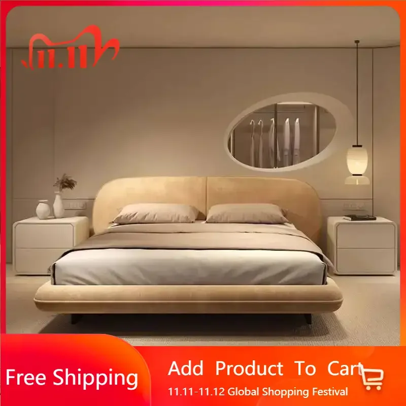 

European Plush Storage Double Bed Simple Wooden Space Saving Modern Double Beds Pliable Trendy Salon Muebles Trendy Furniture