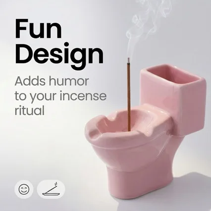Toilet Shape Ceramic Incense Holder Creative Mini Line Incense Burner Ins Style Desktop Office Tabletop Funny Decor Ornament