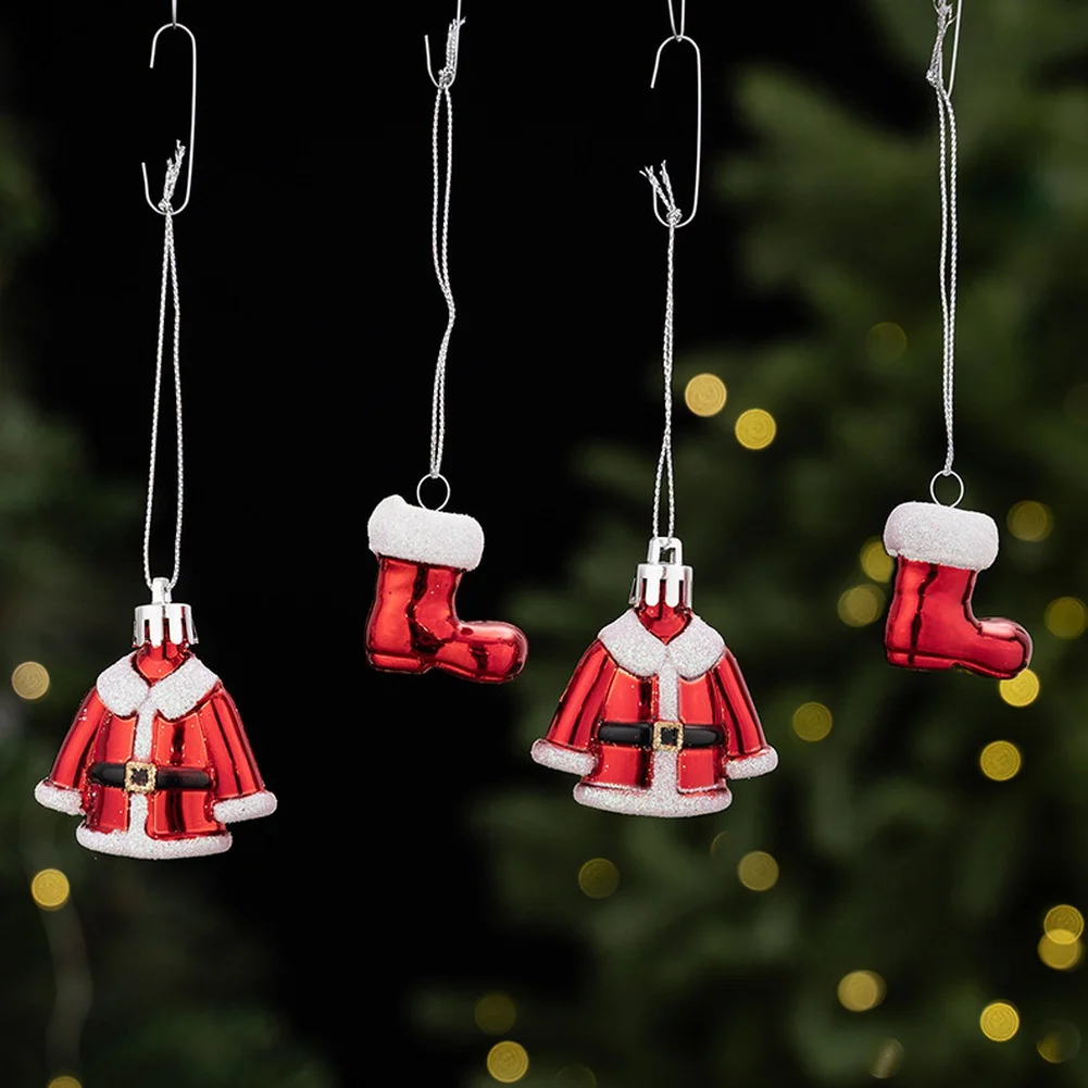 Glitter Plastic Christmas Ornaments Set 7.5cm Lollipop Ice Cream Cookie Boot Shapes Festive Holiday Tree Hanging Decorations