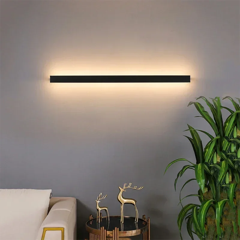 LED Nordic Wall Lamp 40/60/80/100CM Sconce For Bedside Study Indoor Lighting Modern Solid Wall Light Simple Home Decor Fixture