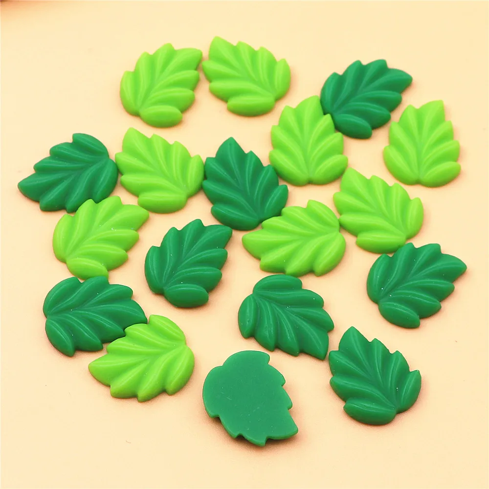 20pcs 16*19mm Mix Colors  Cute Resin Green Leaf Flatback Cabochon DIYJewelry/Craft Decoration Accessories